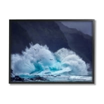 Stupell Industries Tsunami Waves Landscape Nature Photography Black Framed Art Print Wall Art, 14 x 11