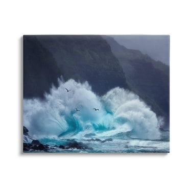 Stupell Industries Tsunami Waves Landscape Nature Photography Gallery Wrapped Canvas Print Wall Art, 20 x 16