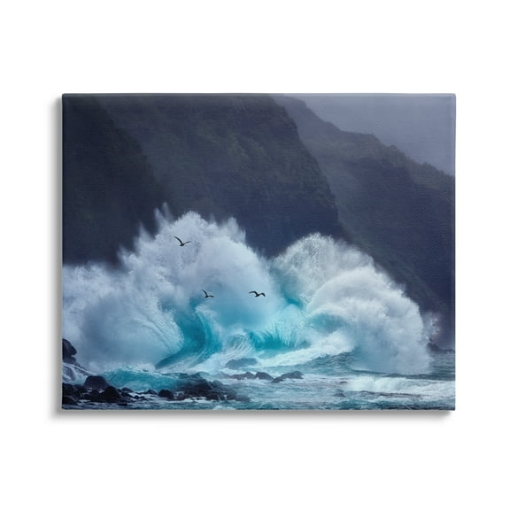 Stupell Industries Tsunami Waves Landscape Nature Photography Gallery Wrapped Canvas Print Wall Art, 20 x 16