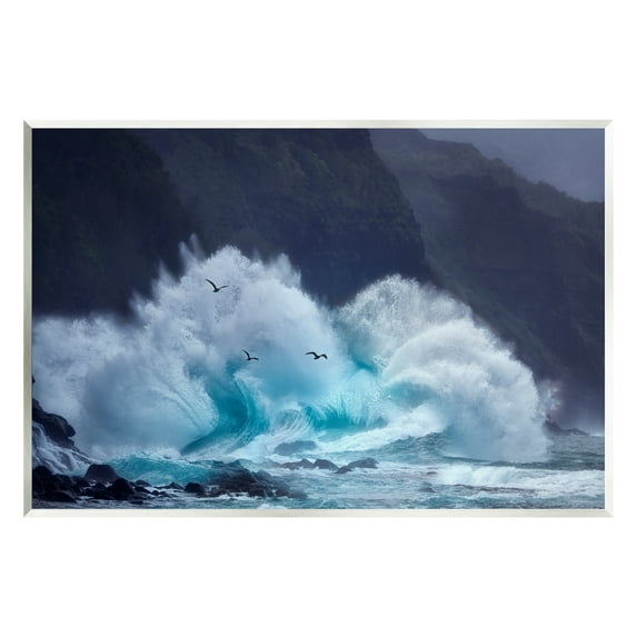 Stupell Industries Tsunami Waves Landscape Nature Photography Unframed Art Print Wall Art, 19 x 13