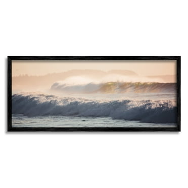 Stupell Industries Tsunami Waves Splash Nature Photography Black Framed Art Print Wall Art, 24 x 10