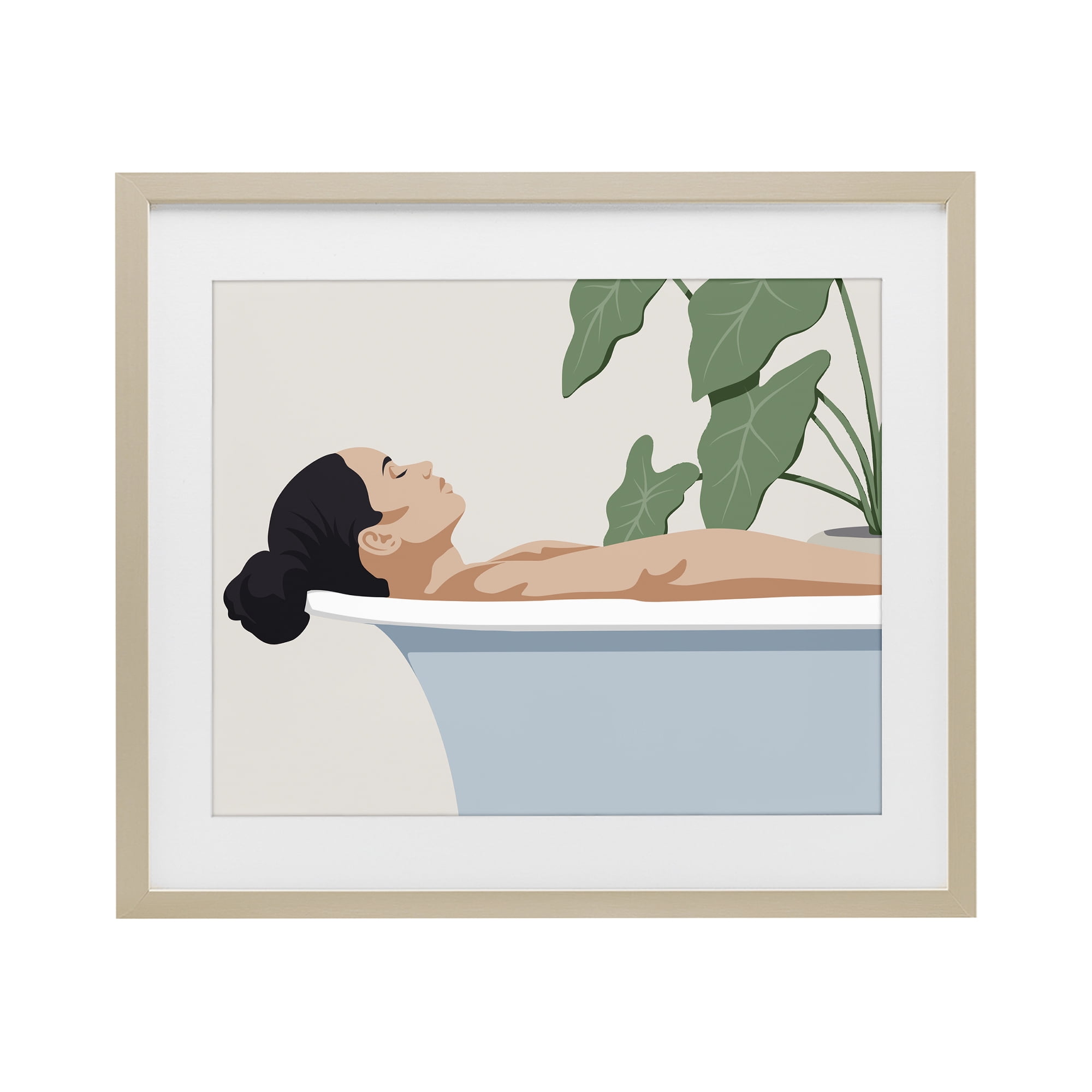 Stupell Industries Tub Relaxation Woman Birch Framed Print Under Glass, design by Marcus Prime