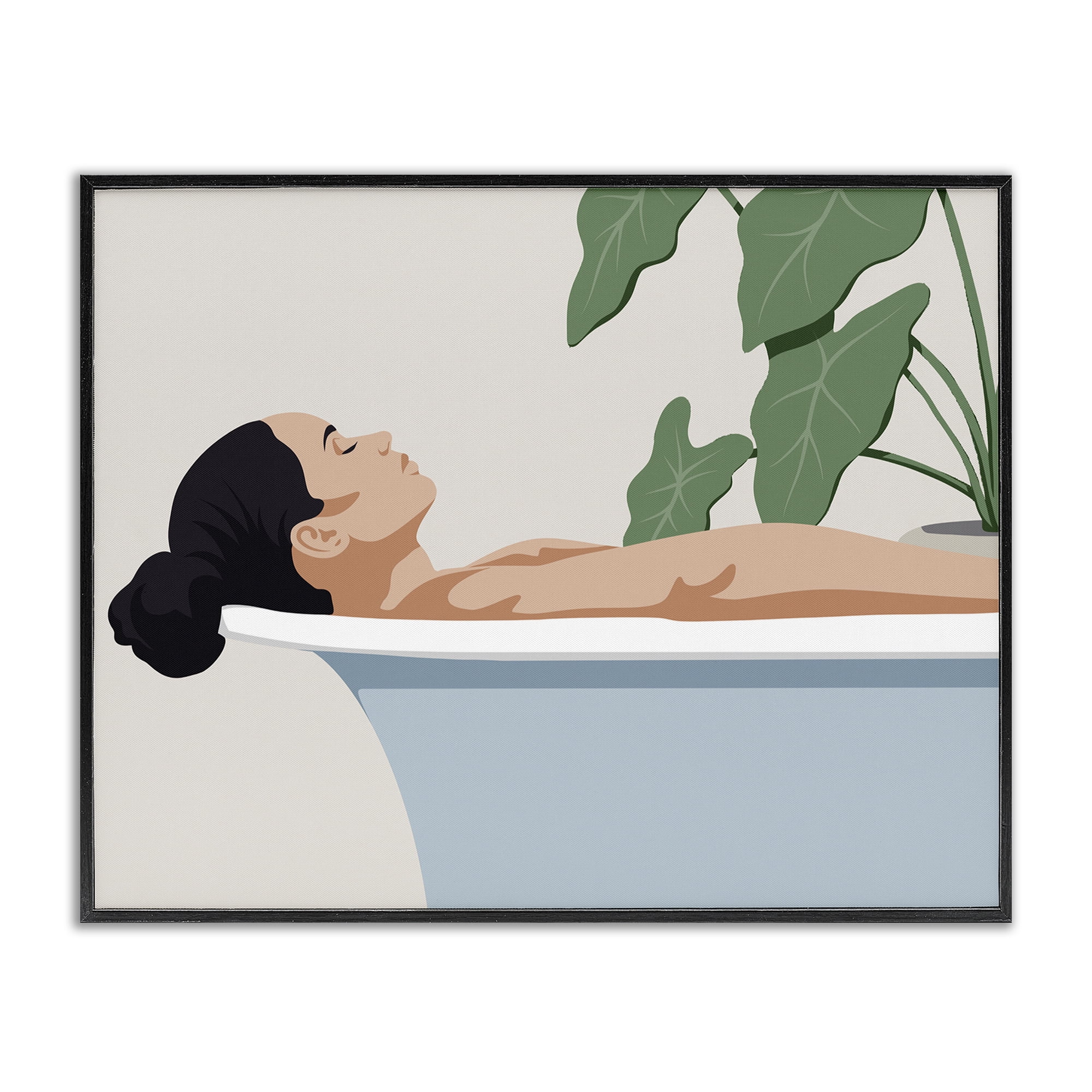 Stupell Industries Tub Relaxation Woman Black Framed Giclee Art, design by Marcus Prime