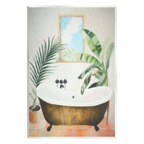 Stupell Industries Tub with Tropical Plants Botanical & Floral Painting Unframed Art Print Wall Art, 10 x 15
