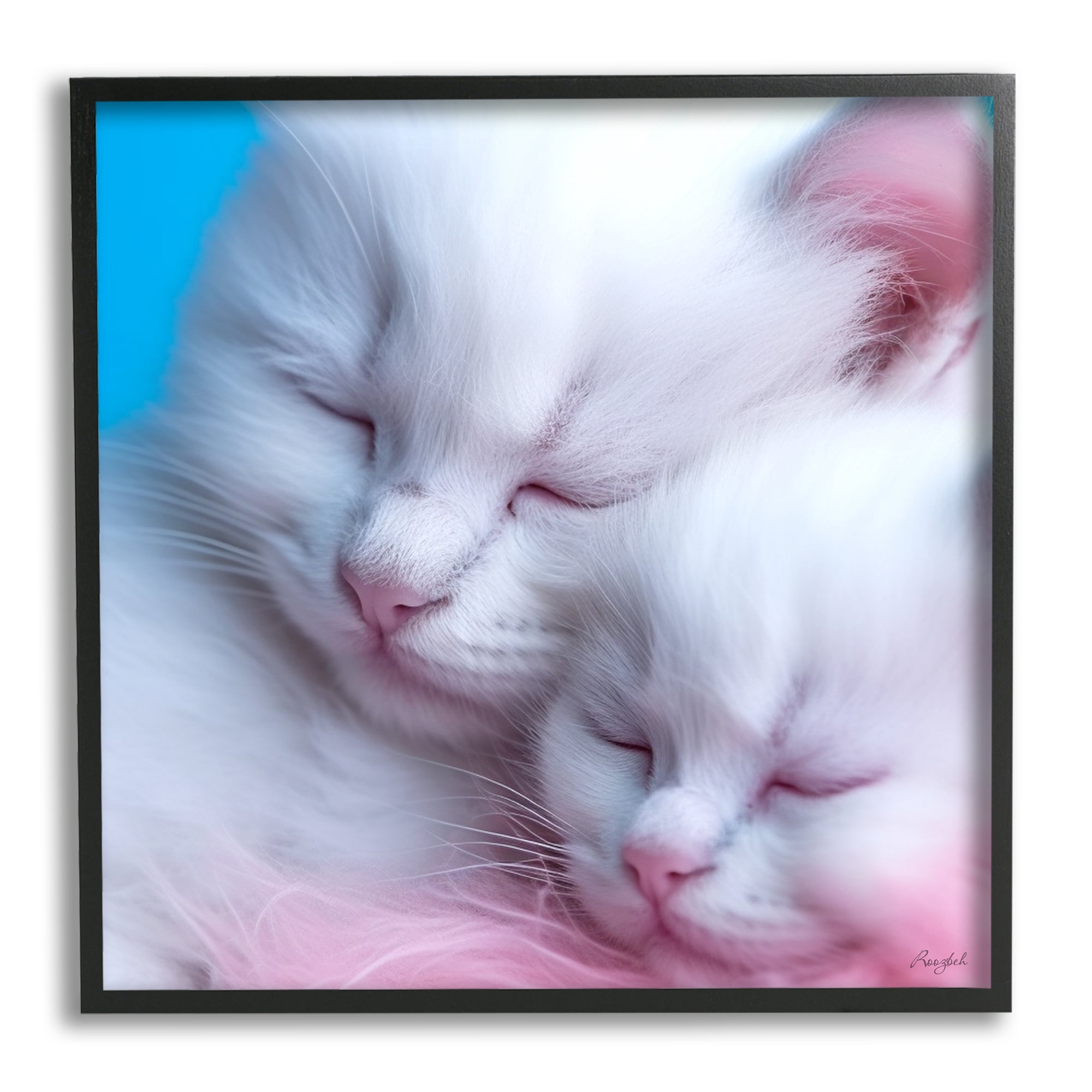 Stupell Industries Tucked In White Cats Animals & Insects Painting Black Framed Art Print Wall Art, 17 x 17