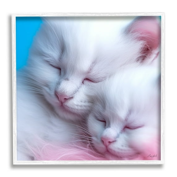 Stupell Industries Tucked In White Cats Animals & Insects Painting White Framed Art Print Wall Art, 12 x 12