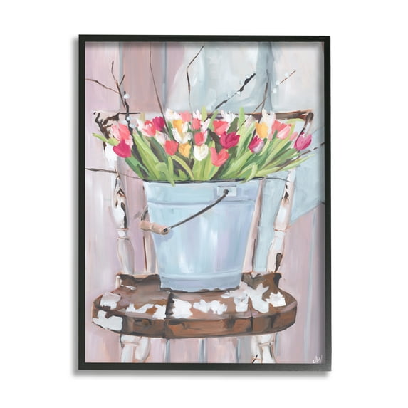 Stupell Industries Tulip Bouquet Still Life Botanical & Floral Painting Black Framed Art Print Wall Art, 11 x 14