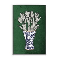 Stupell Industries Tulip Bouquet Vase Botanical & Floral Painting Black Framed Art Print Wall Art, 12 x 18
