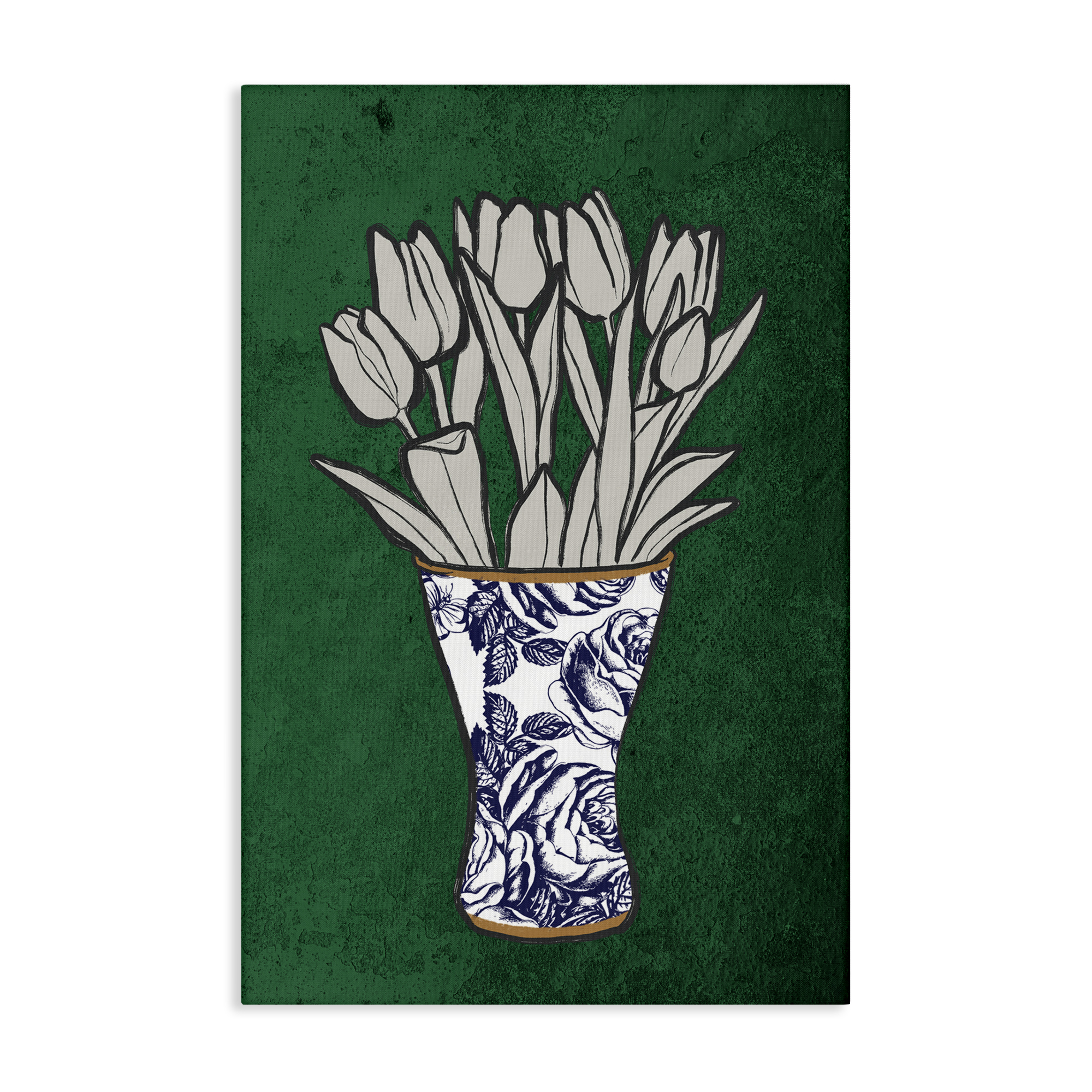 Stupell Industries Tulip Bouquet Vase Botanical & Floral Painting Gallery Wrapped Canvas Art Print Wall Art, 30 x 45