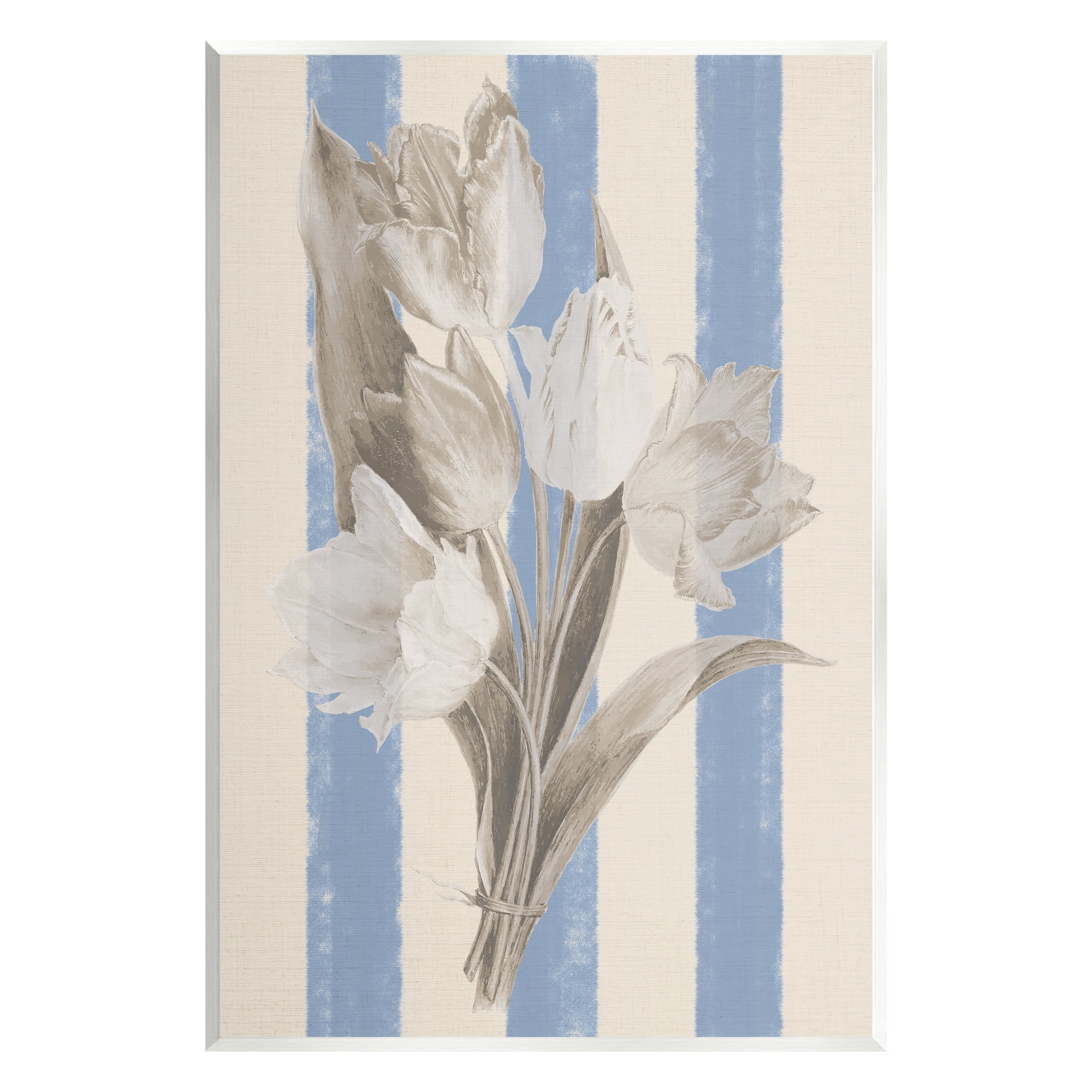 Stupell Industries Tulip Bundle on Stripes Botanical & Floral Painting Unframed Art Print Wall Art, 13 x 19