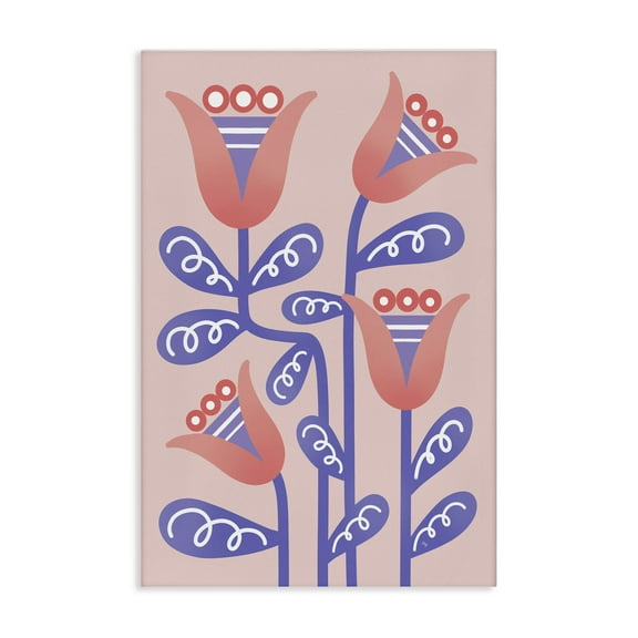 Stupell Industries Tulip Flowers Pink Deco Floral & Botanical Painting Wrapped Canvas Art Print Wall Art, 16 x 24