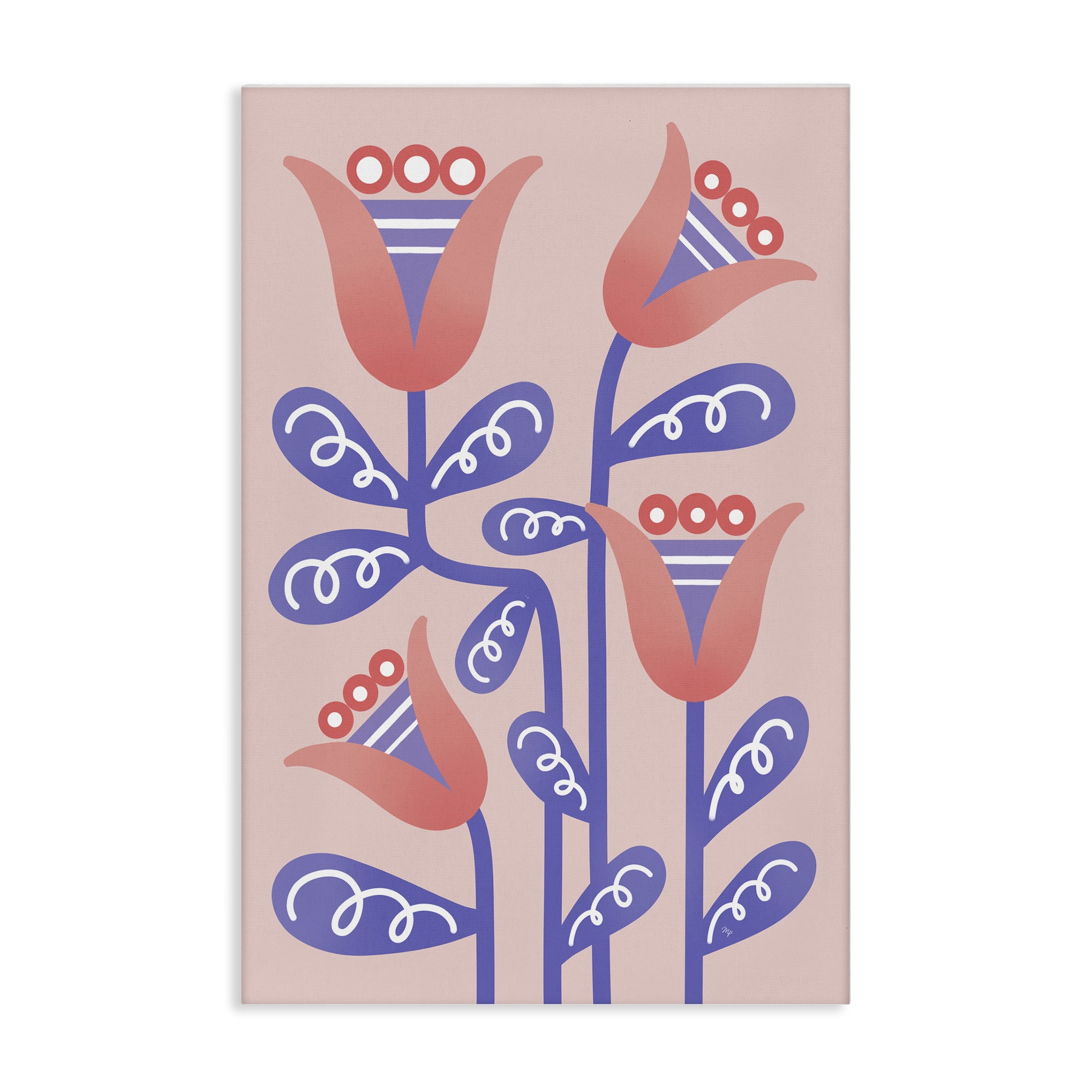 Stupell Industries Tulip Flowers Pink Deco Floral & Botanical Painting Wrapped Canvas Art Print Wall Art, 24 x 36