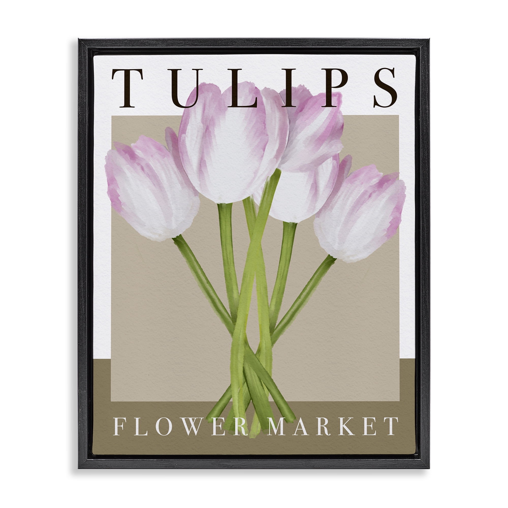 Stupell Industries Tulips Flower Market Black Framed Floater Canvas Wall Art, design by Jennifer Stith