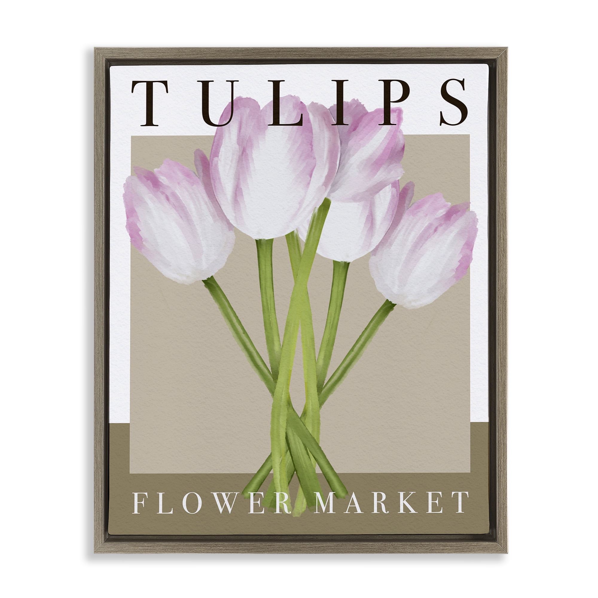 Stupell Industries Tulips Flower Market Brown Framed Floater Canvas Wall Art, design by Jennifer Stith