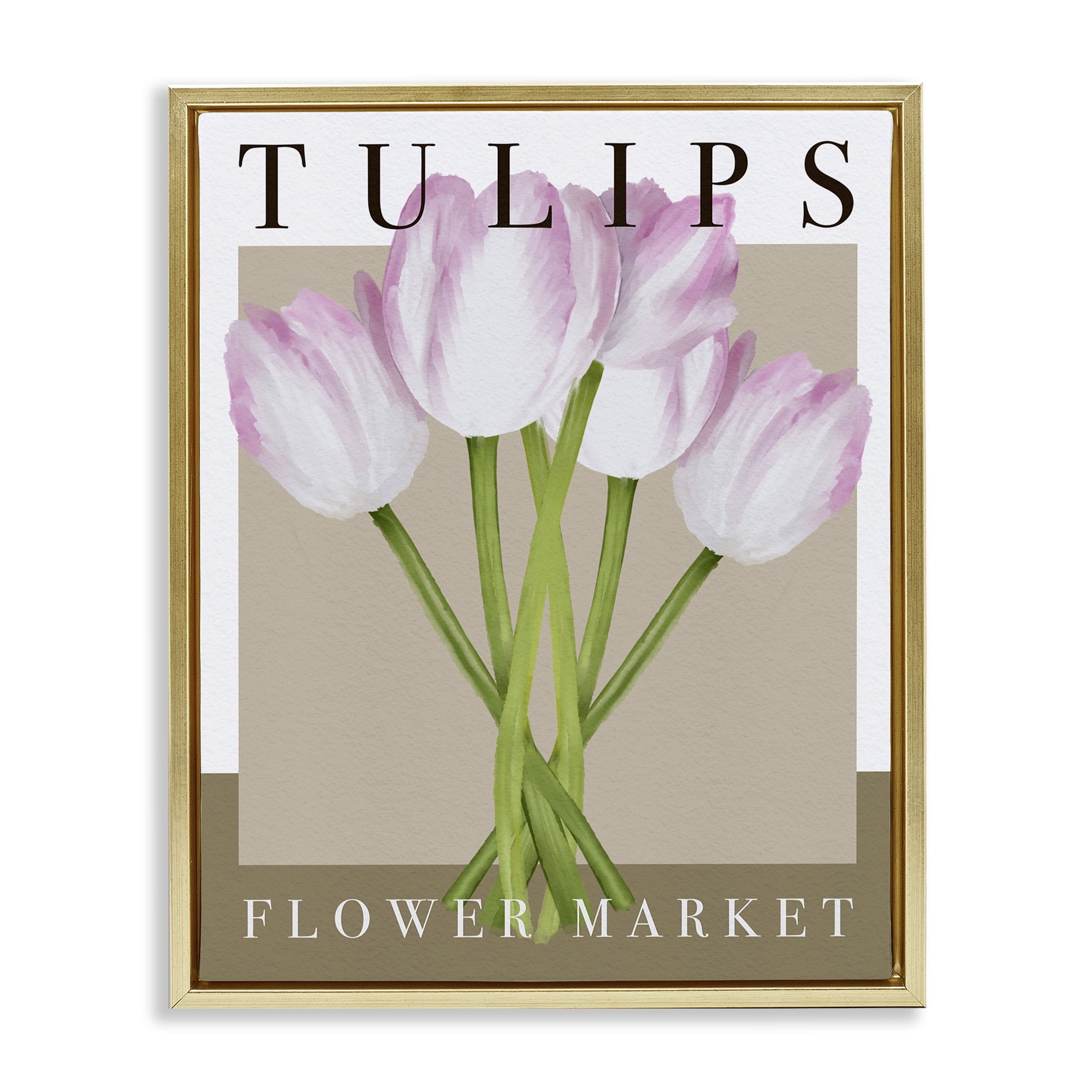 Stupell Industries Tulips Flower Market Gold Framed Floater Canvas Wall Art, design by Jennifer Stith