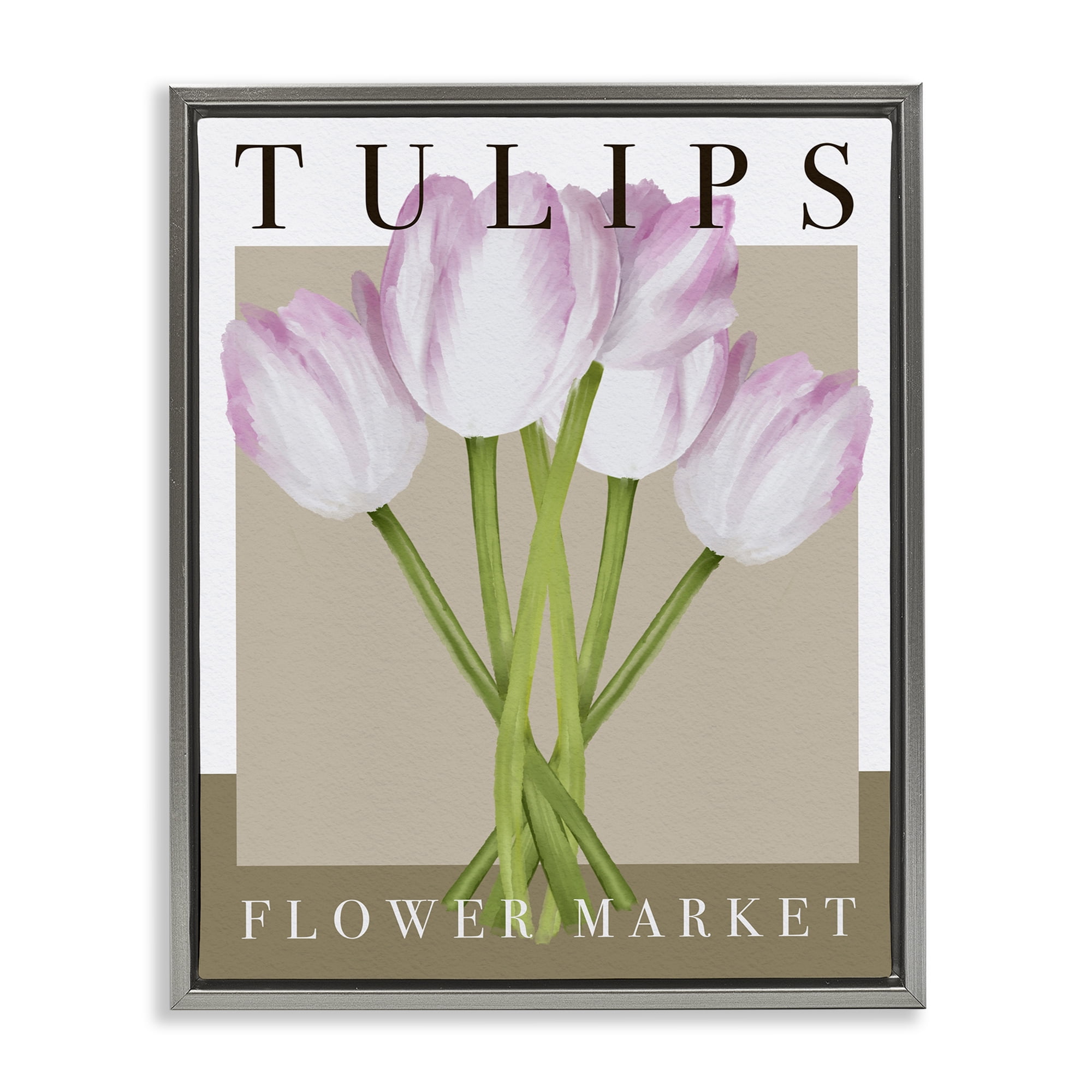 Stupell Industries Tulips Flower Market Gray Framed Floater Canvas Wall Art, design by Jennifer Stith