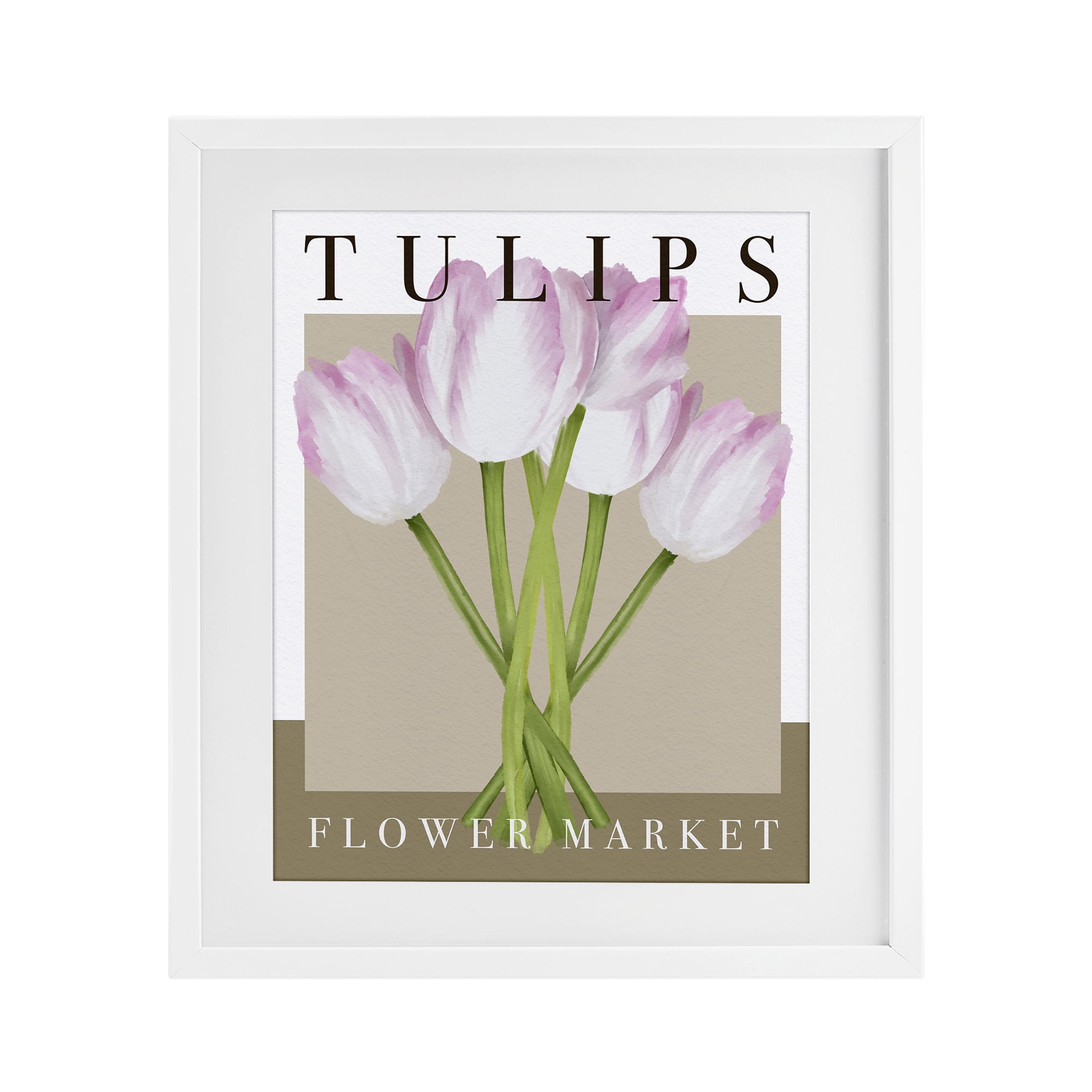 Stupell Industries Tulips Flower Market White Framed Print Under Glass, design by Jennifer Stith