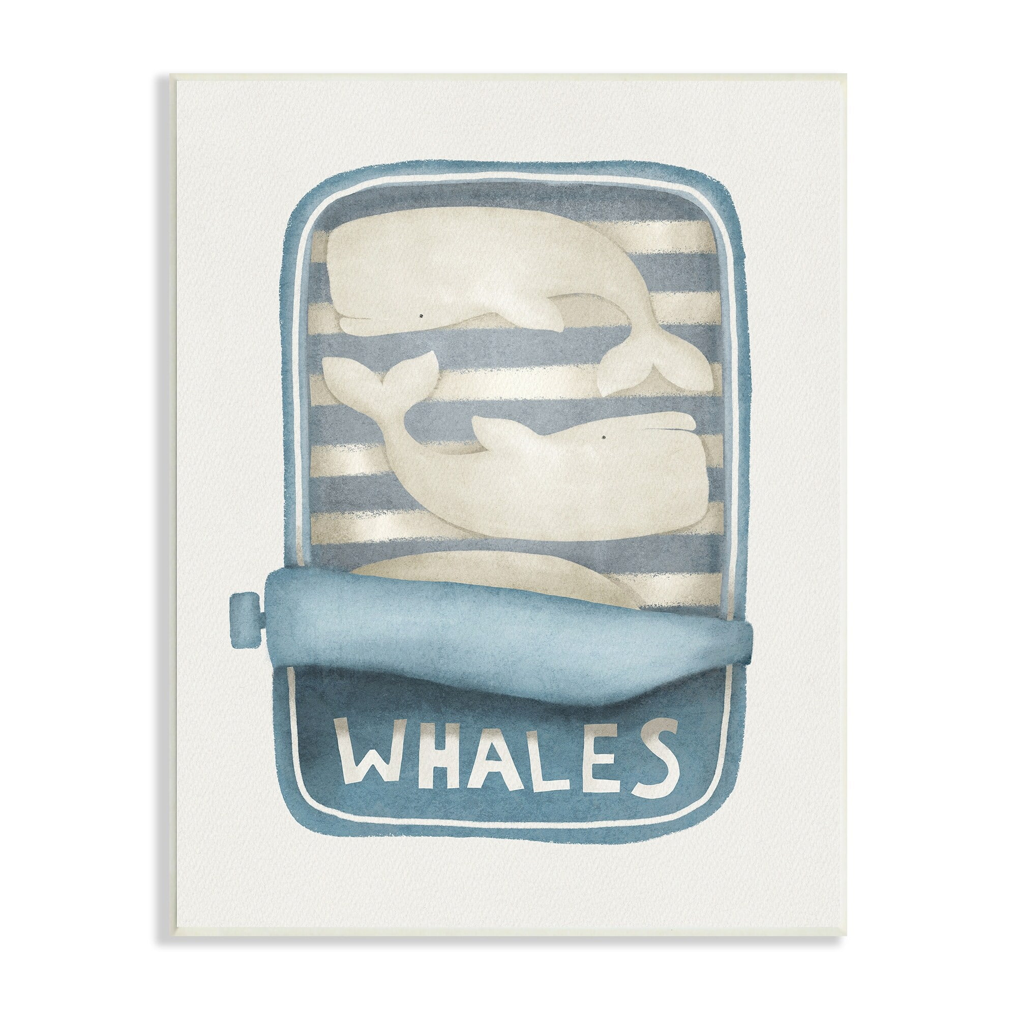 Stupell Industries Tuna Can Design Whimsical Whales Sea Life Illustration , 10 x 15, Design by Leah Straatsma