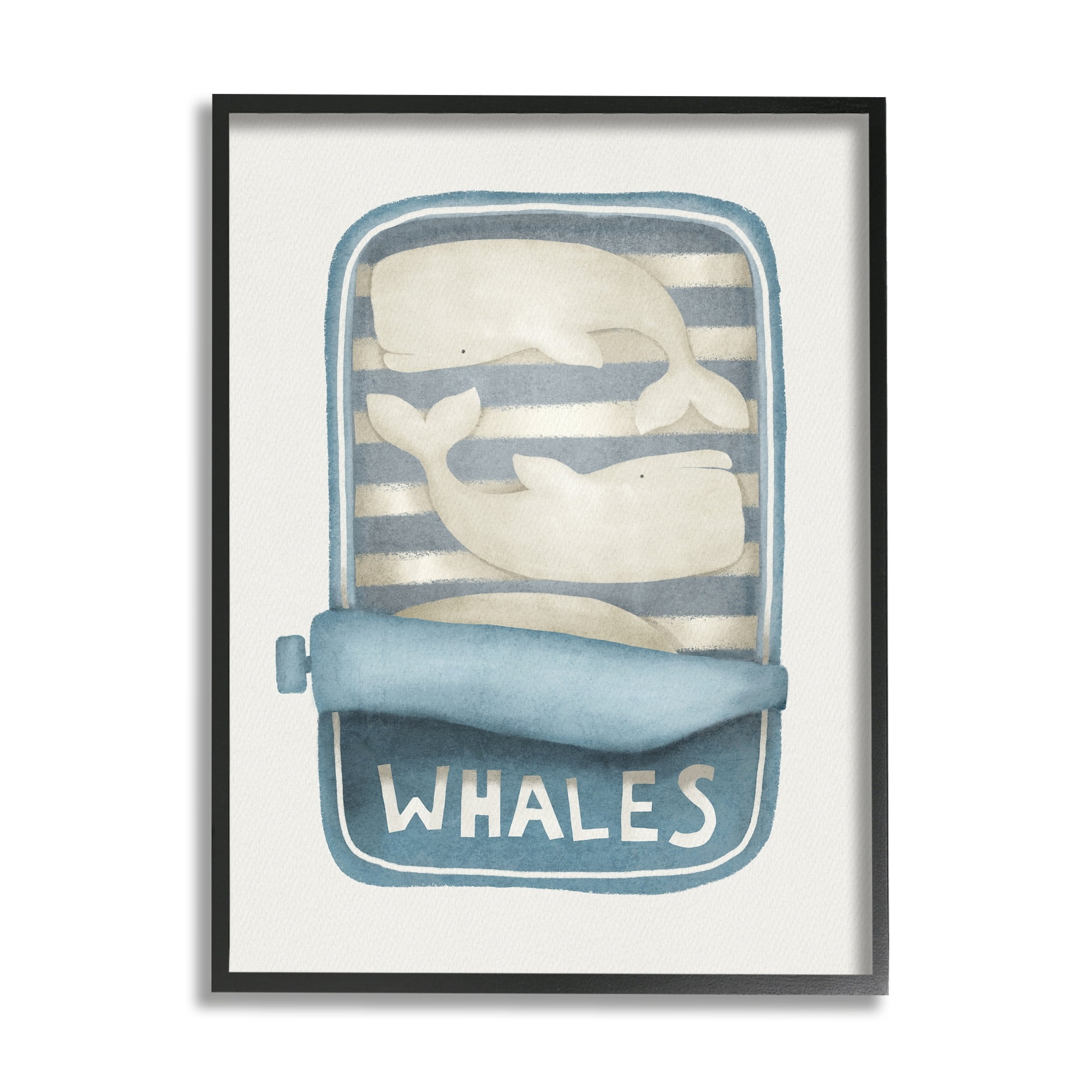 Stupell Industries Tuna Can Design Whimsical Whales Sea Life Illustration , 11 x 14, Design by Leah Straatsma