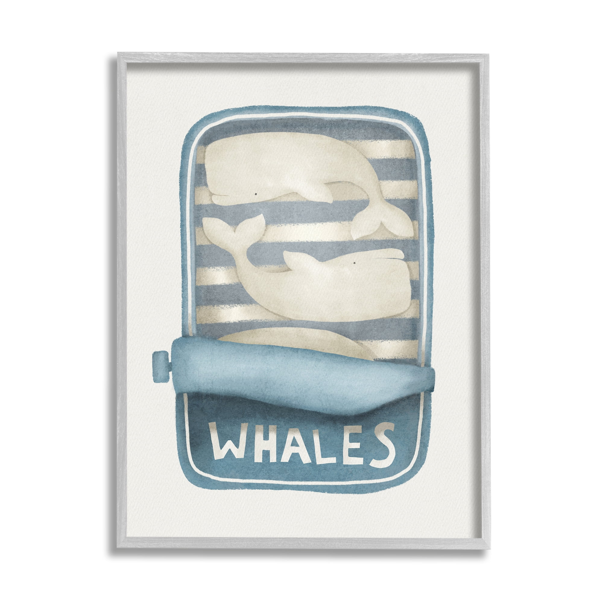 Stupell Industries Tuna Can Design Whimsical Whales Sea Life Illustration , 11 x 14, Design by Leah Straatsma