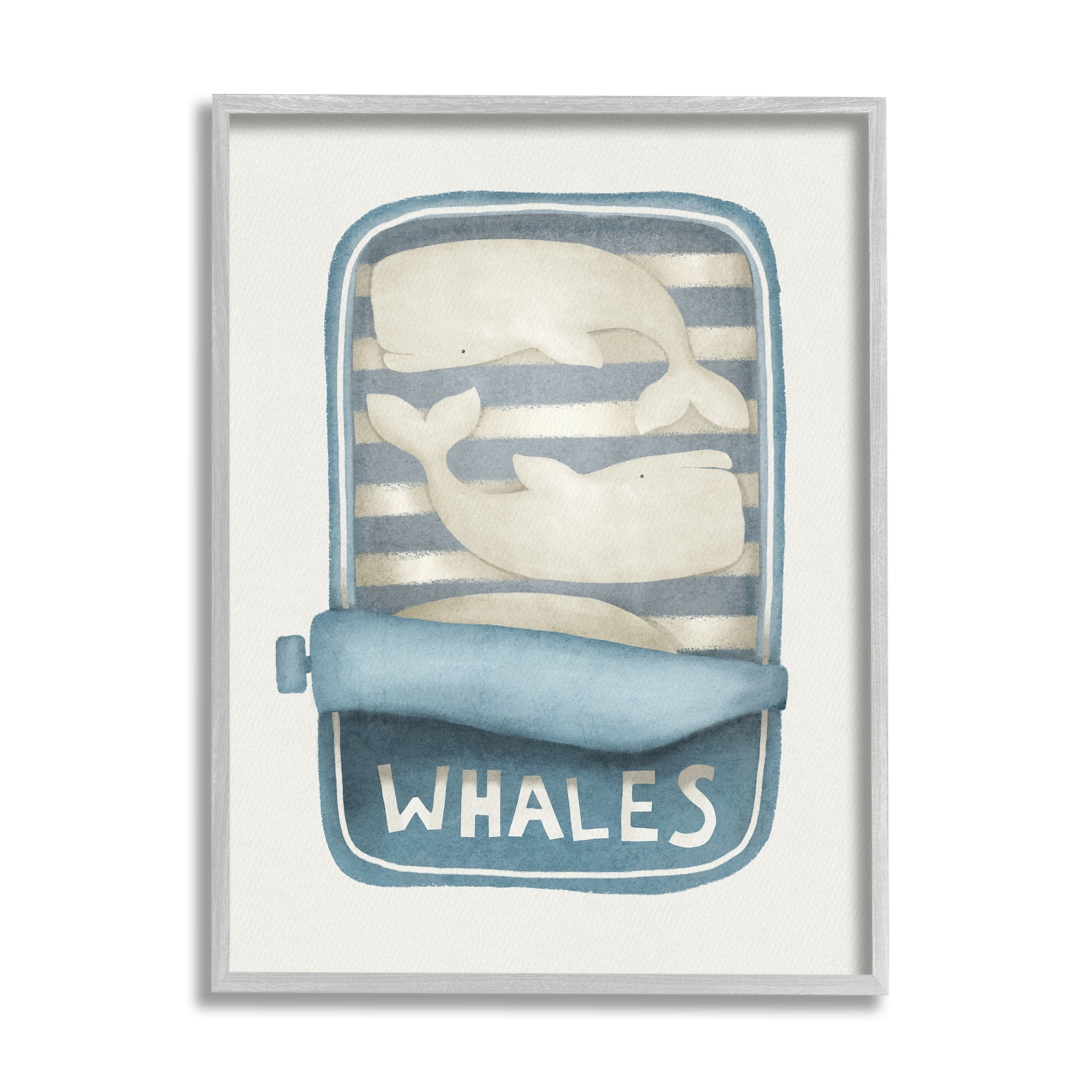 Stupell Industries Tuna Can Design Whimsical Whales Sea Life Illustration , 24 x 30, Design by Leah Straatsma