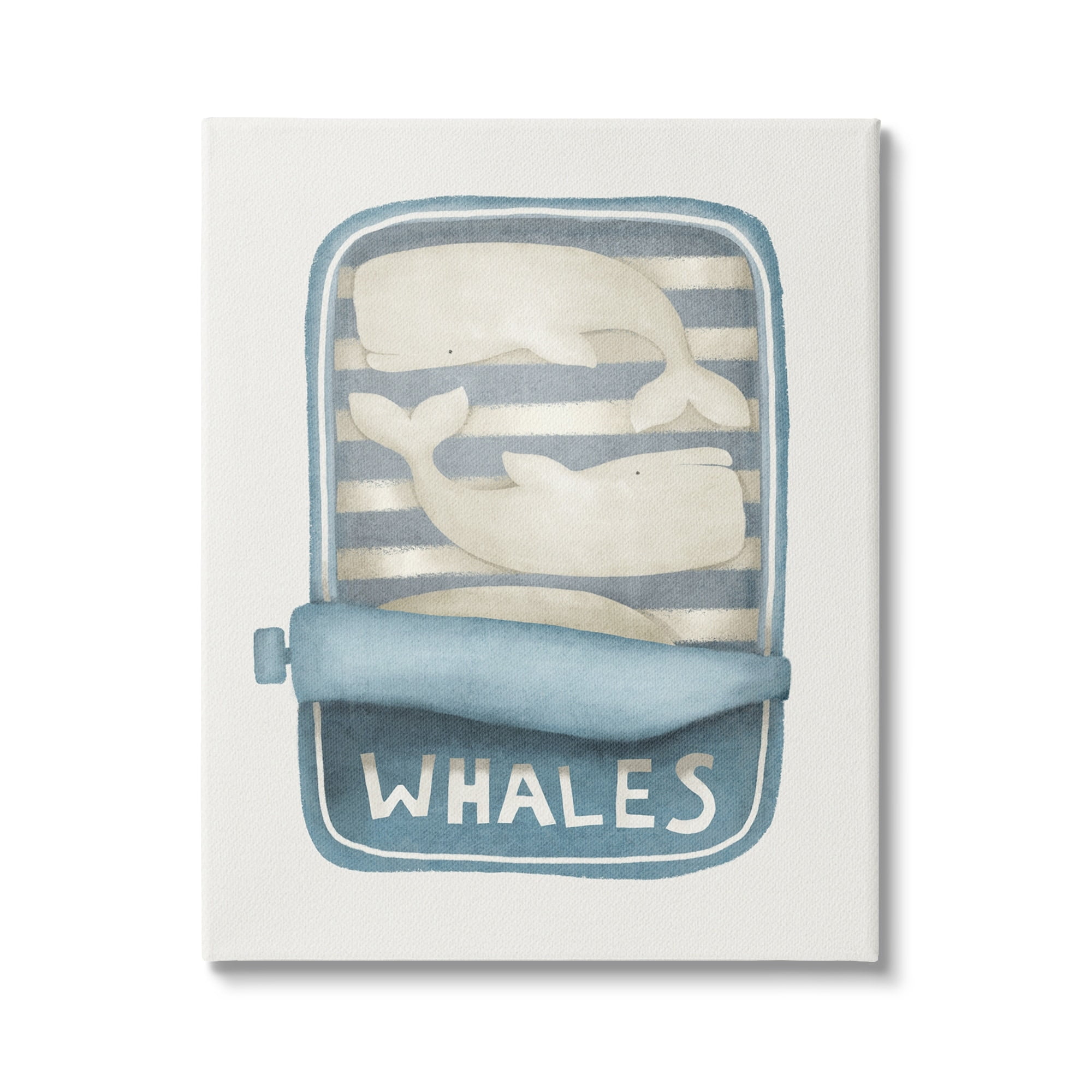 Stupell Industries Tuna Can Design Whimsical Whales Sea Life Illustration , 30 x 40, Design by Leah Straatsma