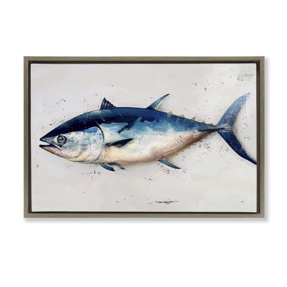 Stupell Industries Tuna Fish Sea Life Animals Painting Brown Floater Framed Canvas Art Print Wall Art, 31 x 21