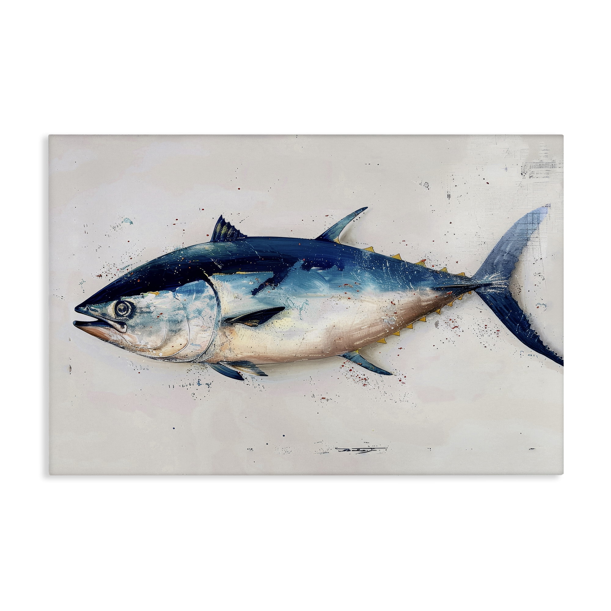 Stupell Industries Tuna Fish Sea Life Animals Painting Wrapped Canvas Art Print Wall Art, 24 x 16