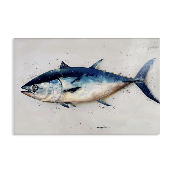 Stupell Industries Tuna Fish Sea Life Animals Painting Wrapped Canvas Art Print Wall Art, 30 x 20