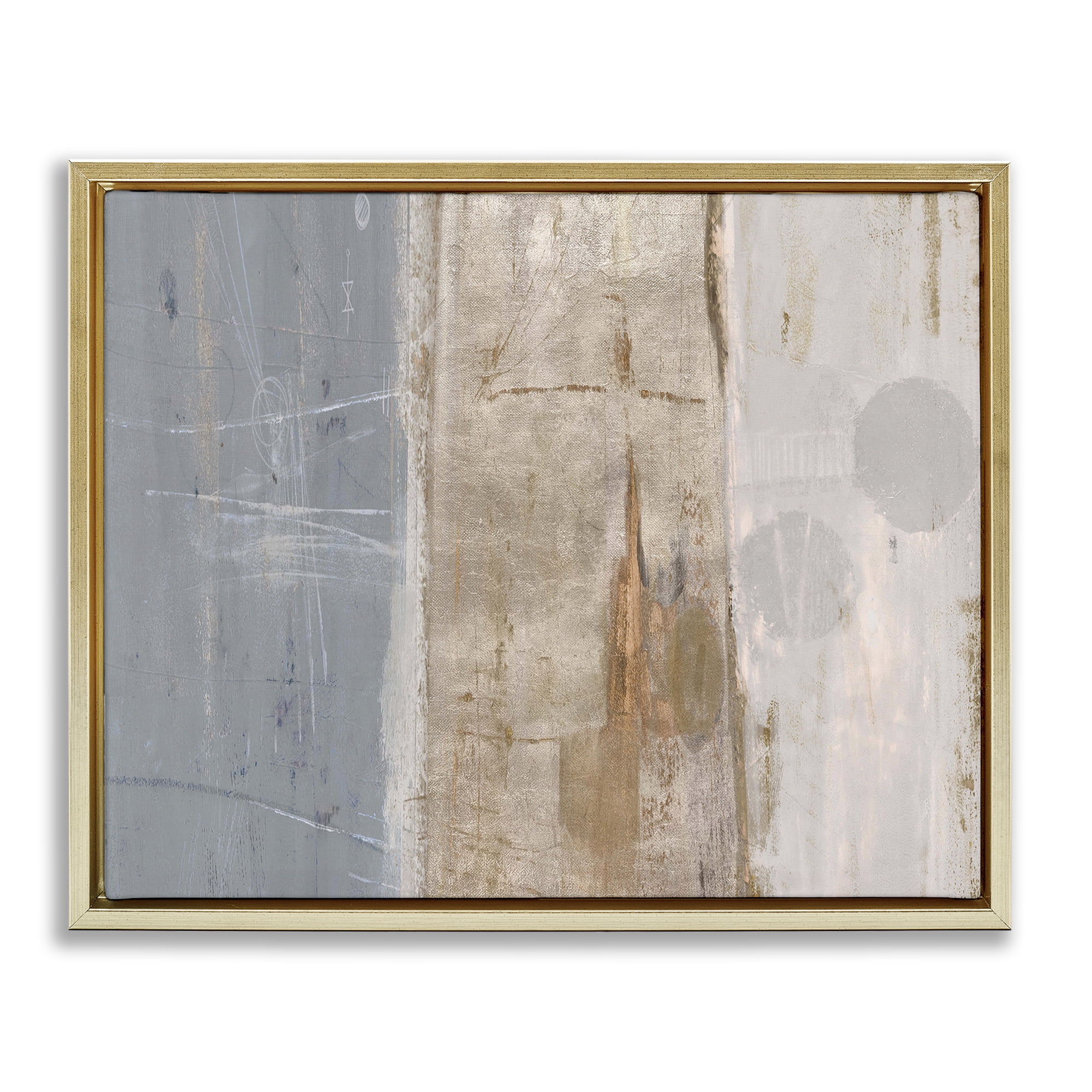 Stupell Industries Tunnel Vision Abstraction Abstract Painting Gold Floater Framed Canvas Art Print Wall Art, 31 x 25