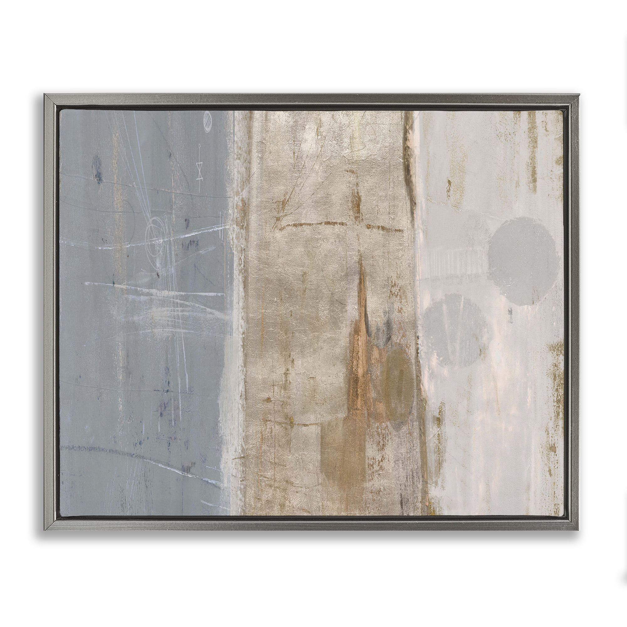 Stupell Industries Tunnel Vision Abstraction Abstract Painting Gray Floater Framed Canvas Art Print Wall Art, 21 x 17