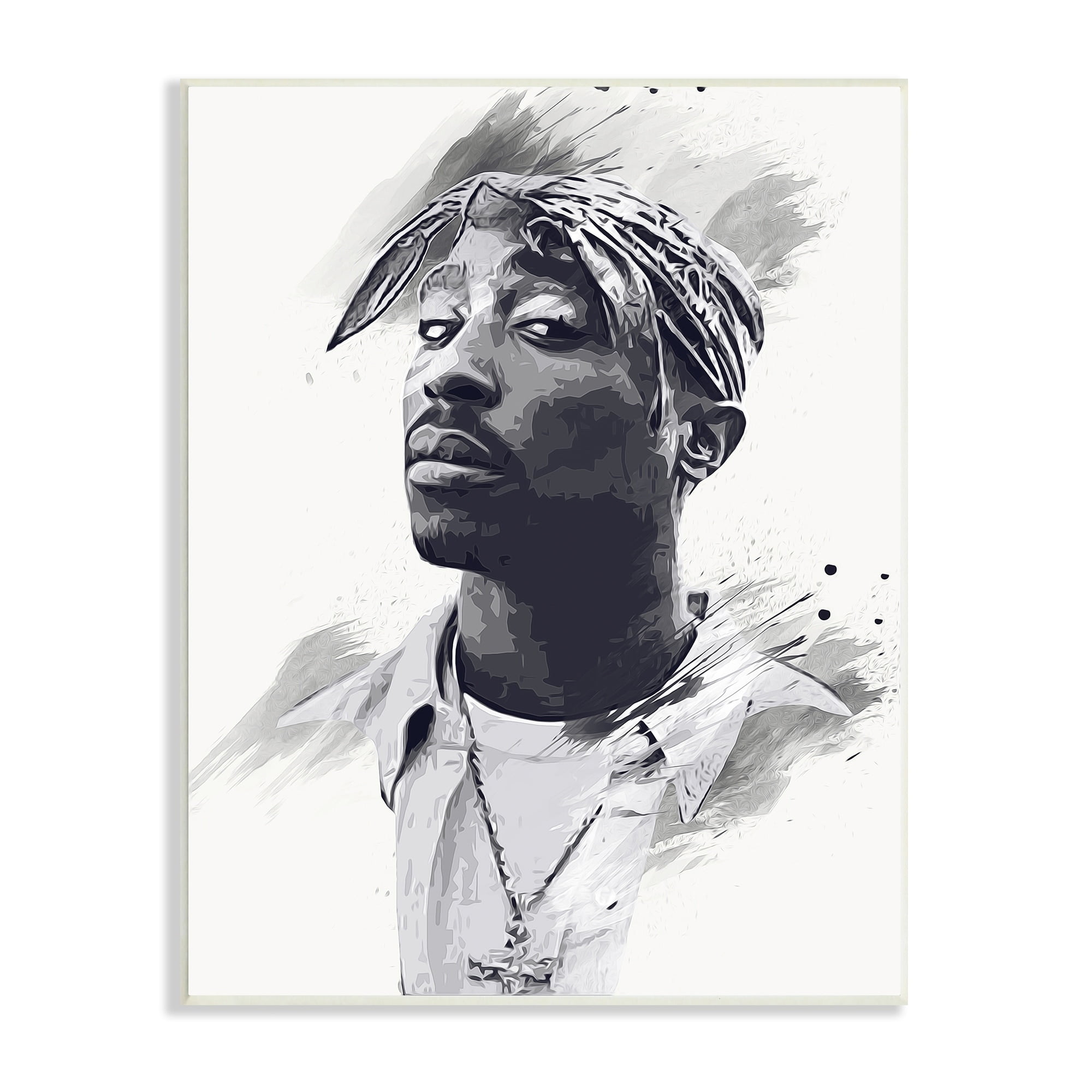 Stupell Industries Tupac Modern Portrait Abstract Pattern Black White, 10 x 15, Design by Birch&Ink
