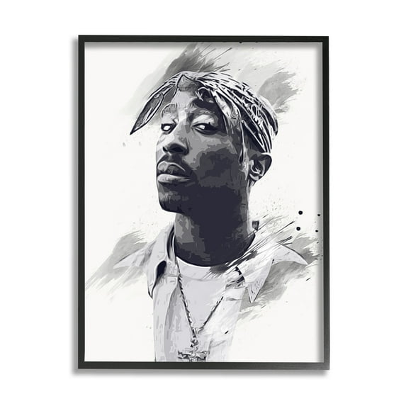 Stupell Industries Tupac Modern Portrait Abstract Pattern Black White, 11 x 14, Design by Birch&Ink