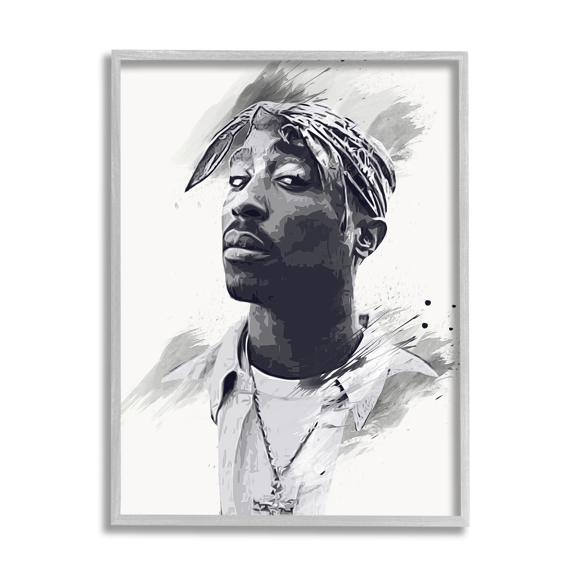 Stupell Industries Tupac Modern Portrait Abstract Pattern Black White, 11 x 14, Design by Birch&Ink