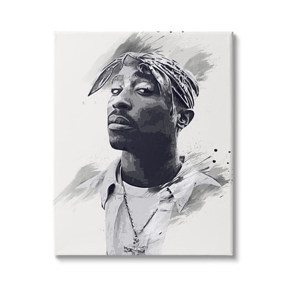 Stupell Industries Tupac Modern Portrait Abstract Pattern Black White, 16 x 20, Design by Birch&Ink
