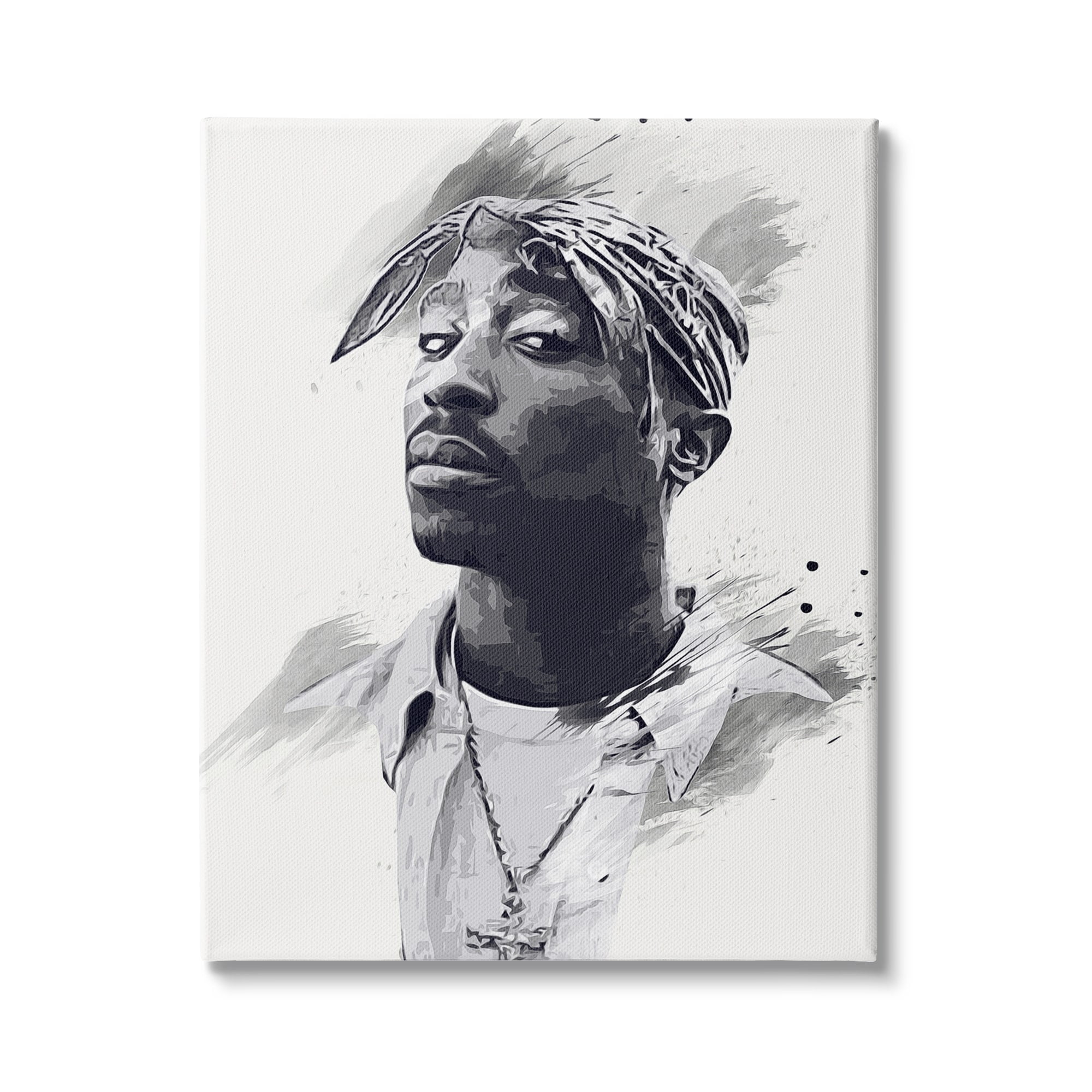Stupell Industries Tupac Modern Portrait Abstract Pattern Black White, 24 x 30, Design by Birch&Ink