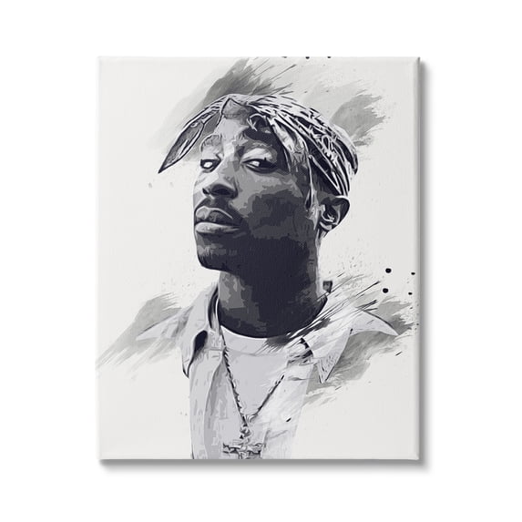 Stupell Industries Tupac Modern Portrait Abstract Pattern Black White, 36 x 48, Design by Birch&Ink