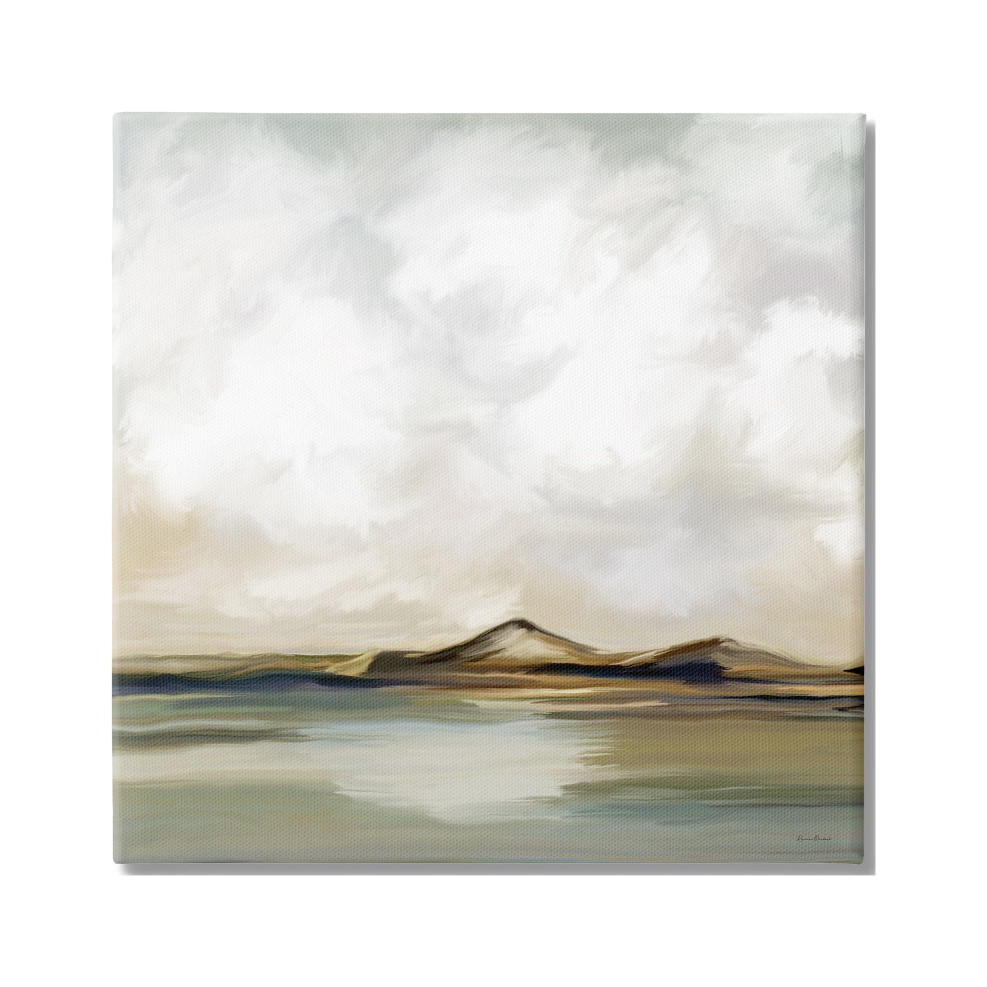 Stupell Industries Turbulent Clouds Mountain Peak Lakeside Landscape Modern Painting Gallery-Wrapped Canvas Print Wall Art, 17 x 17, Design by Ramonda Murdock