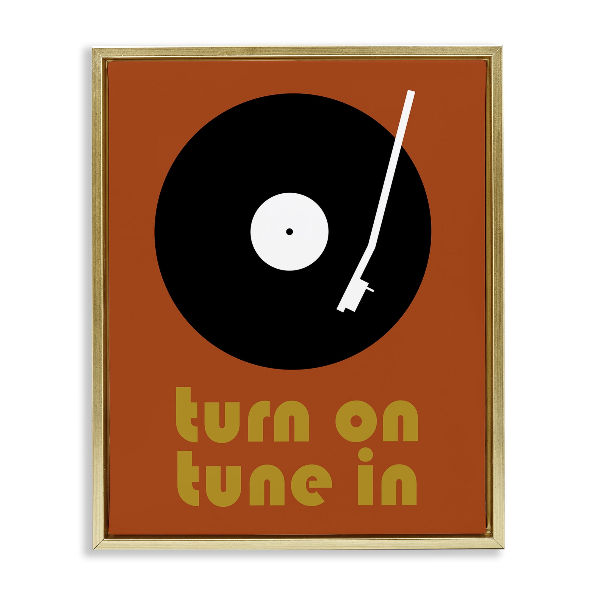 Stupell Industries Turn On Tune In Gold Framed Floater Canvas Wall Art, design by Tom Quartermaine