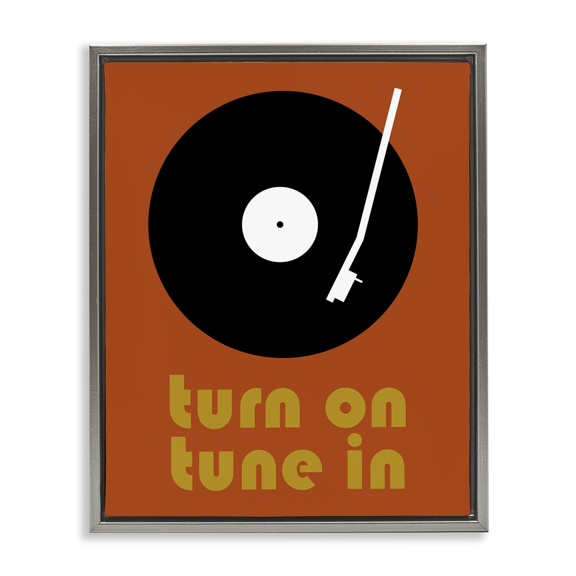 Stupell Industries Turn On Tune In Gray Framed Floater Canvas Wall Art, design by Tom Quartermaine