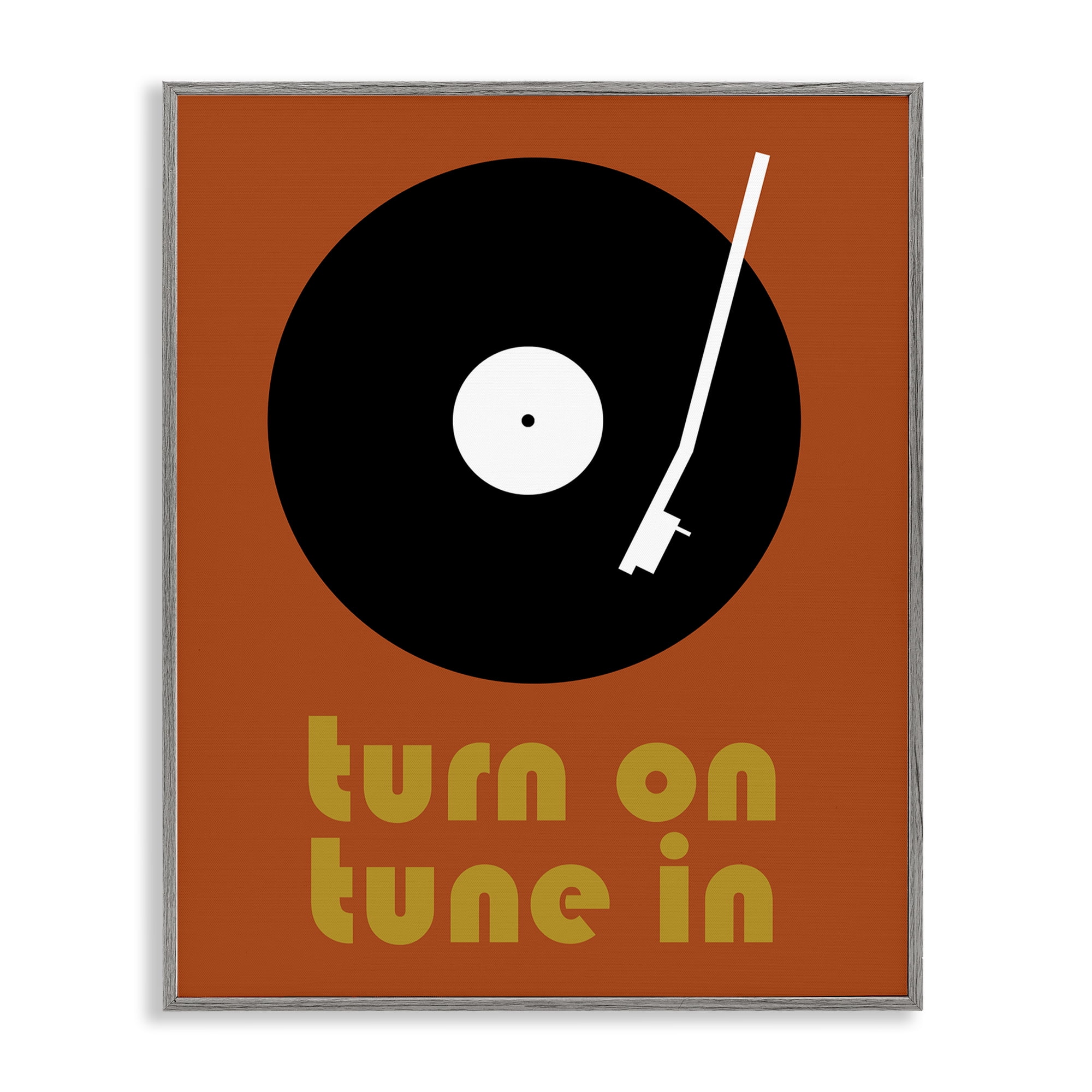 Stupell Industries Turn On Tune In Gray Framed Giclee Art, design by Tom Quartermaine