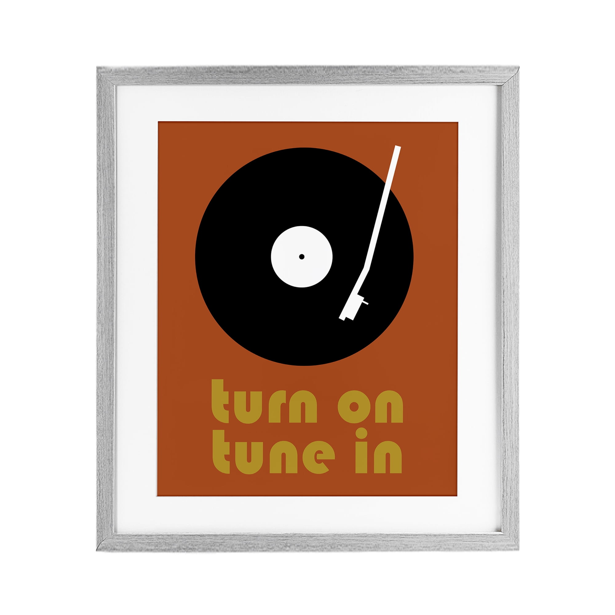 Stupell Industries Turn On Tune In Gray Framed Print Under Glass, design by Tom Quartermaine