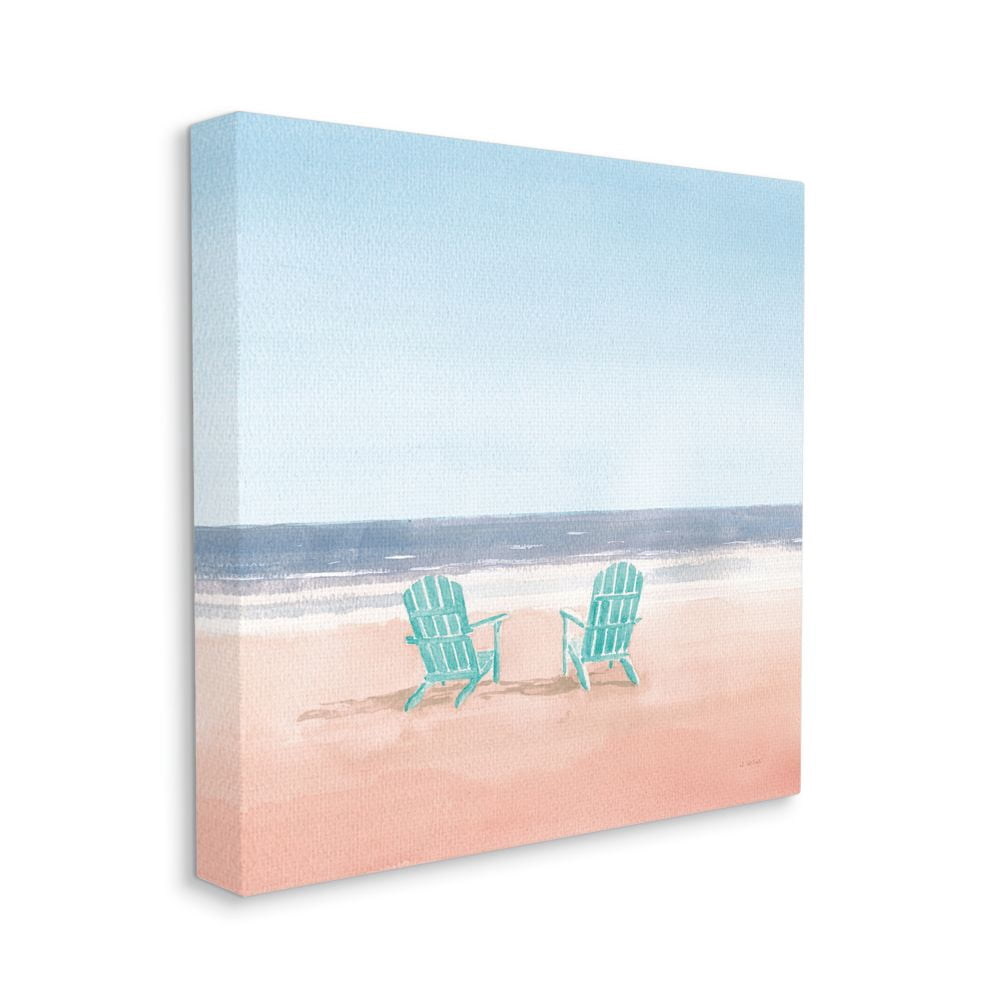 Stupell Industries Turquoise Beach Chairs on Pastel Watercolor Beach Canvas Wall Art Design by James Wiens, 36" x 36"