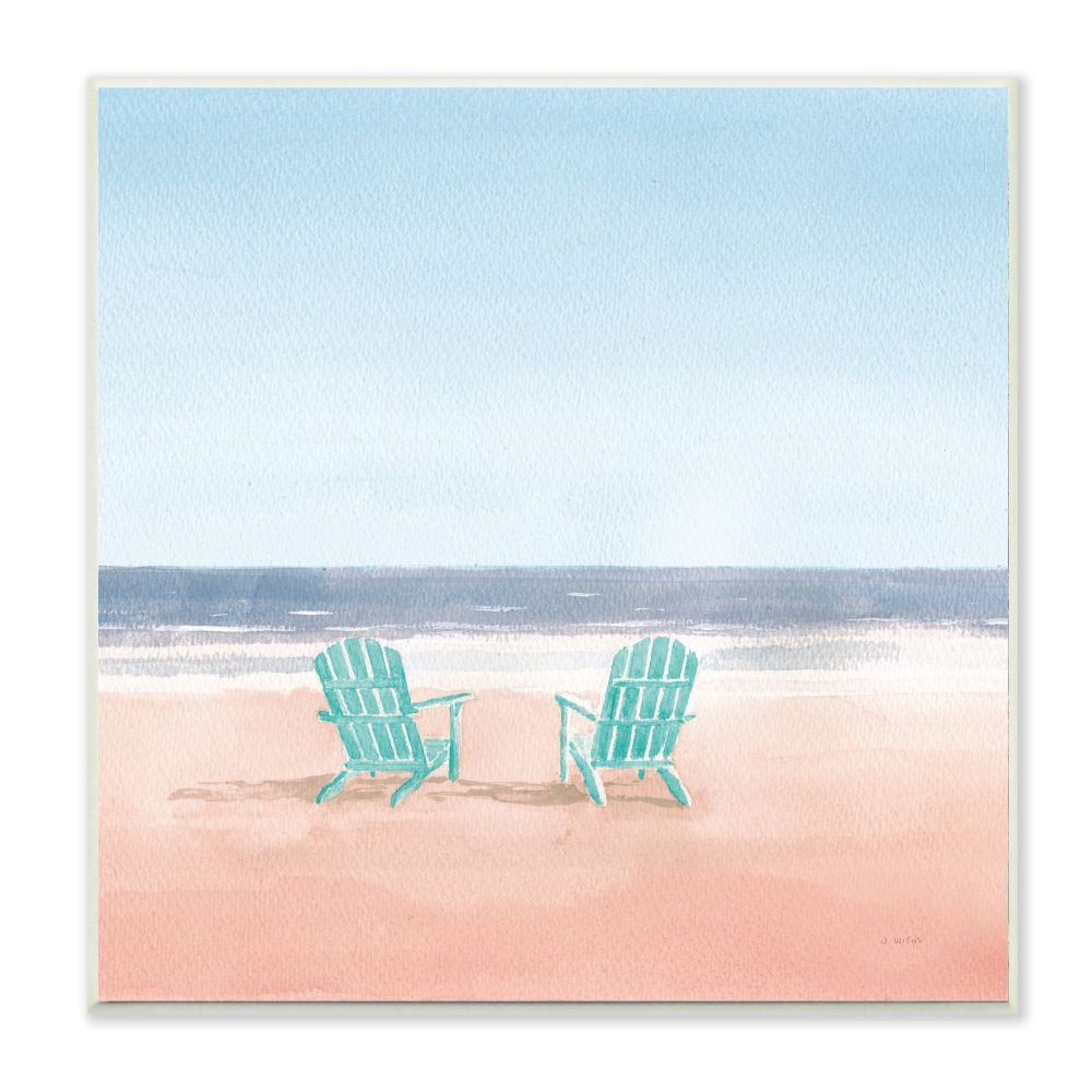 Stupell Industries Turquoise Beach Chairs on Pastel Watercolor Beach Unframed Art Print Wall Art, 12x12, by James Wiens