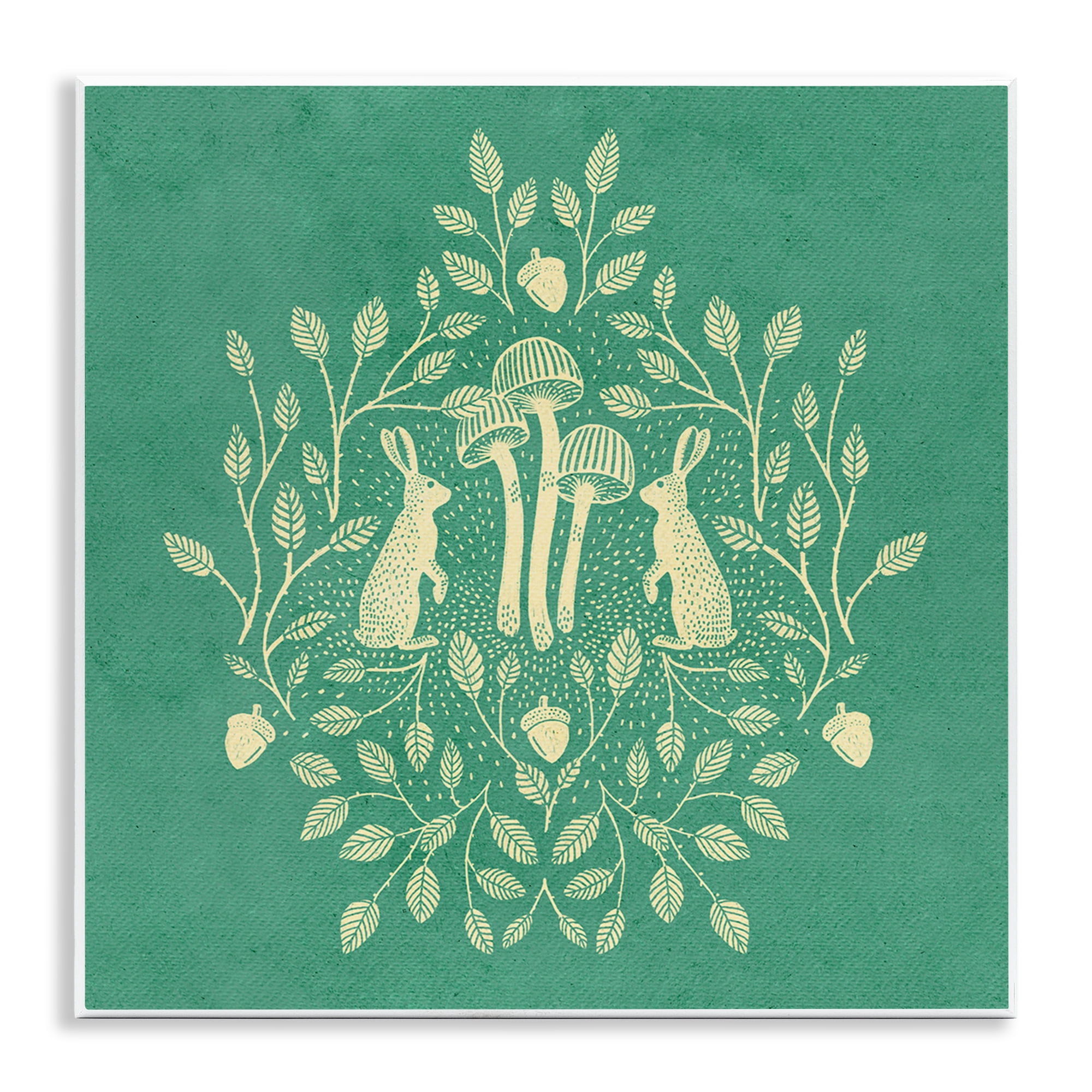 Stupell Industries Turquoise Botanical Rabbits Plants & Flowers Painting Unframed Art Print Wall Art, 12 x 12