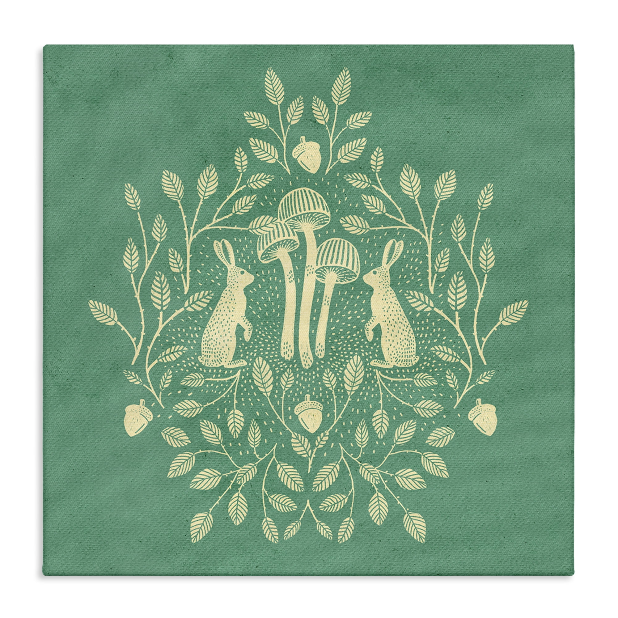 Stupell Industries Turquoise Botanical Rabbits Plants & Flowers Painting Wrapped Canvas Art Print Wall Art, 30 x 30