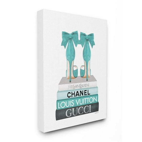 Stupell Industries Turquoise Bow Heels on Books Women's Fashion Designed by Amanda Greenwood