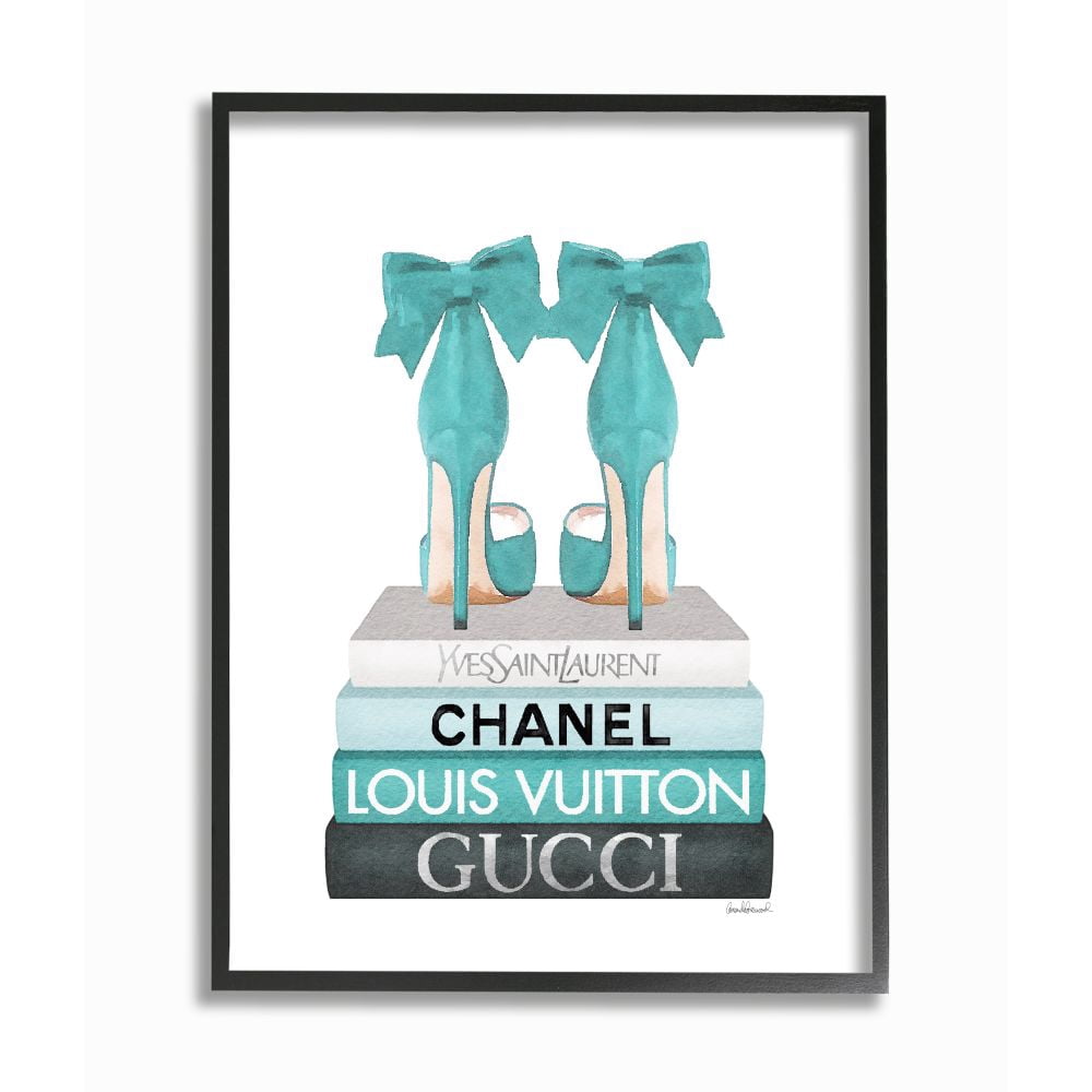 Stupell Industries Turquoise Bow Heels on Books Women's Fashion Designed by Amanda Greenwood
