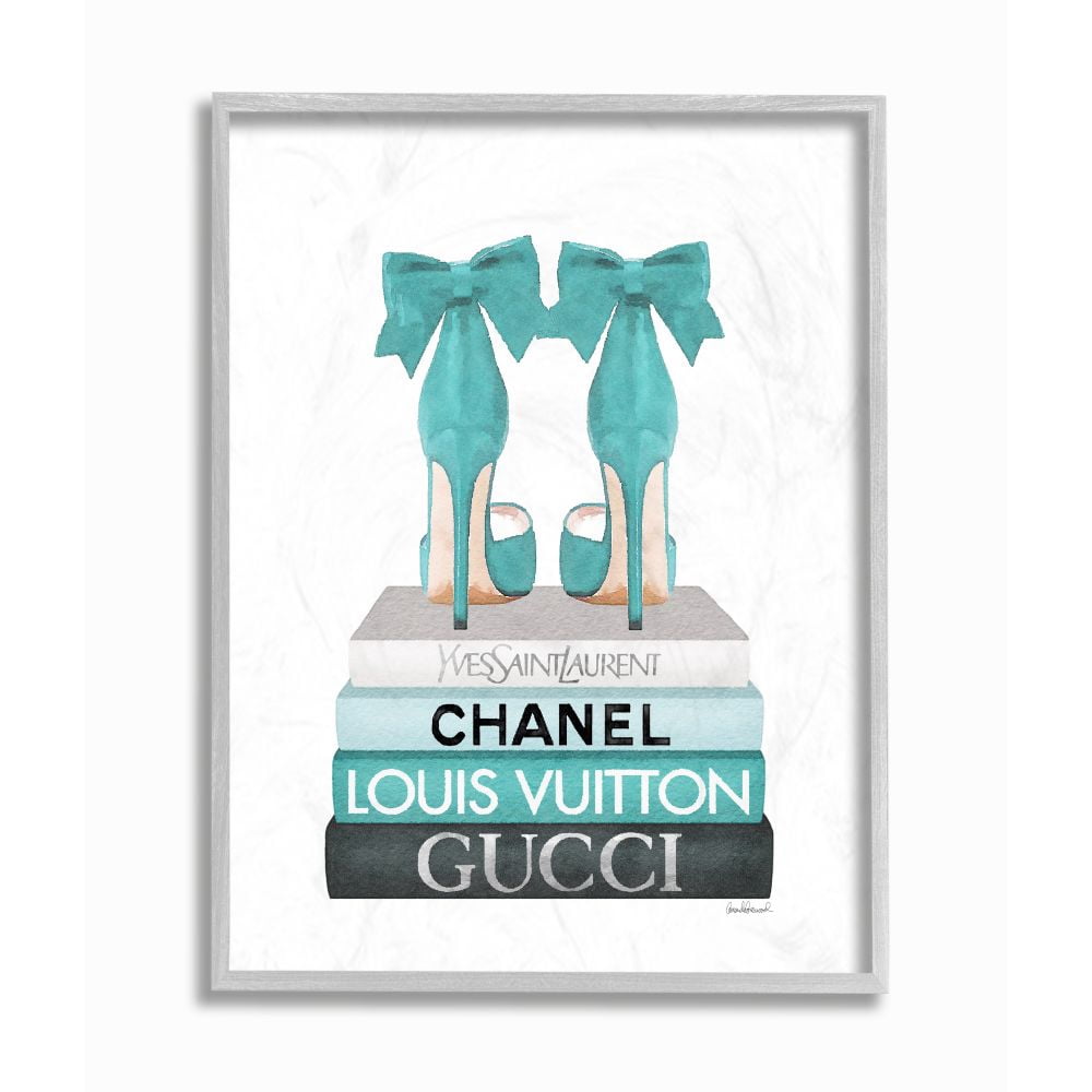 Stupell Industries Turquoise Bow Heels on Books Women's Fashion Designed by Amanda Greenwood