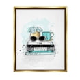 thumbnail image 1 of Stupell Industries Turquoise Fashion Book Stack Graphic Art Metallic Gold Floating Framed Canvas Print Wall Art, Design by Alison Petrie, 1 of 6